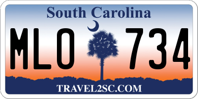 SC license plate MLO734