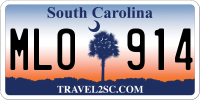 SC license plate MLO914
