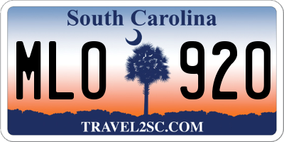 SC license plate MLO920