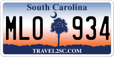 SC license plate MLO934