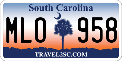 SC license plate MLO958