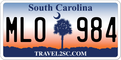 SC license plate MLO984