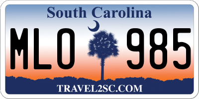 SC license plate MLO985