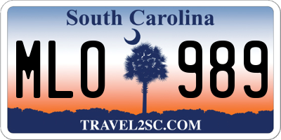 SC license plate MLO989