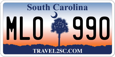 SC license plate MLO990