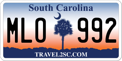 SC license plate MLO992