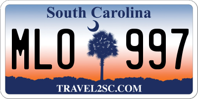 SC license plate MLO997
