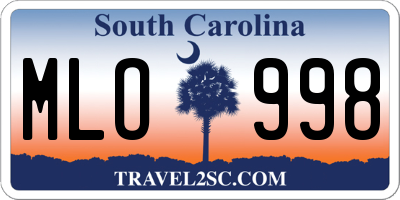 SC license plate MLO998