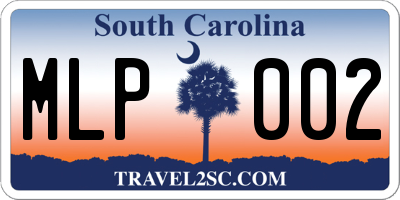 SC license plate MLP002