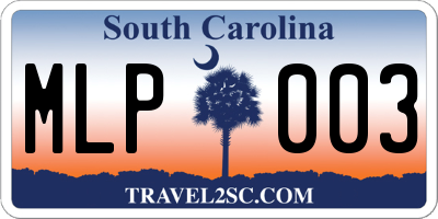SC license plate MLP003