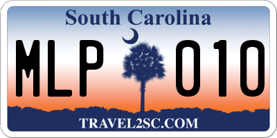 SC license plate MLP010