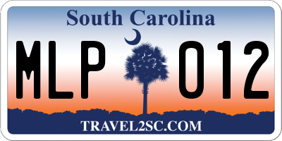 SC license plate MLP012