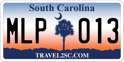 SC license plate MLP013