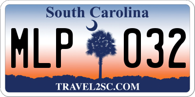 SC license plate MLP032
