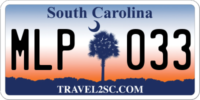 SC license plate MLP033