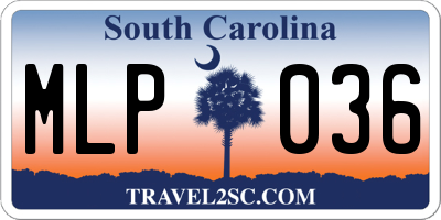 SC license plate MLP036