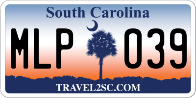 SC license plate MLP039