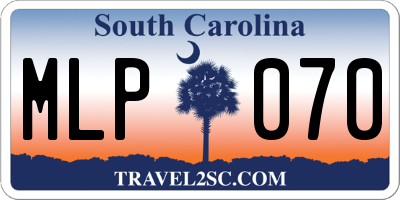 SC license plate MLP070