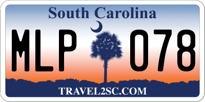 SC license plate MLP078
