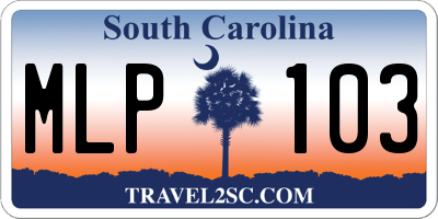 SC license plate MLP103