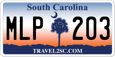 SC license plate MLP203