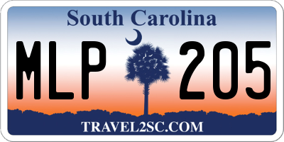 SC license plate MLP205
