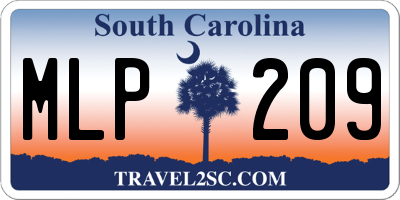 SC license plate MLP209