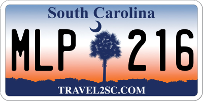 SC license plate MLP216