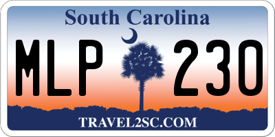 SC license plate MLP230