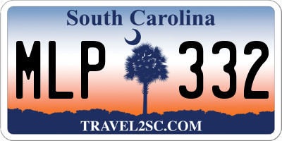 SC license plate MLP332