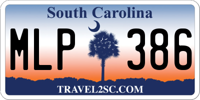 SC license plate MLP386