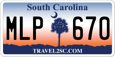 SC license plate MLP670