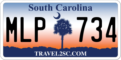 SC license plate MLP734