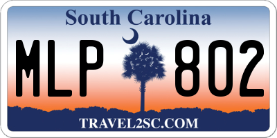 SC license plate MLP802
