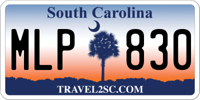 SC license plate MLP830