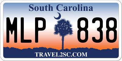 SC license plate MLP838