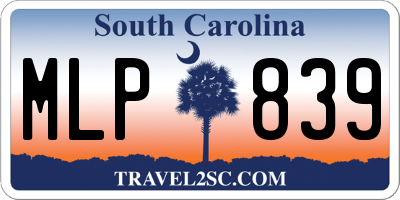 SC license plate MLP839