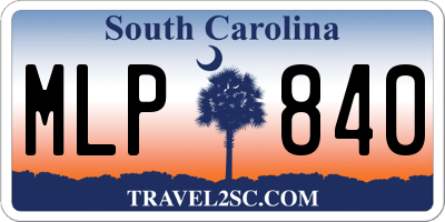 SC license plate MLP840