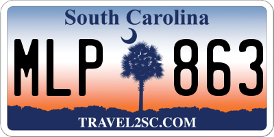 SC license plate MLP863