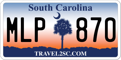 SC license plate MLP870