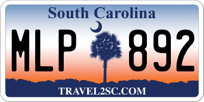 SC license plate MLP892