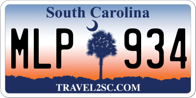 SC license plate MLP934