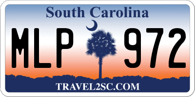 SC license plate MLP972