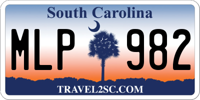 SC license plate MLP982