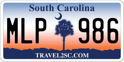 SC license plate MLP986