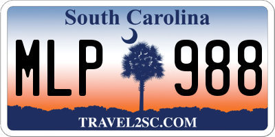 SC license plate MLP988