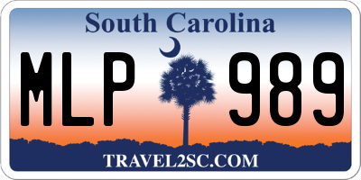 SC license plate MLP989