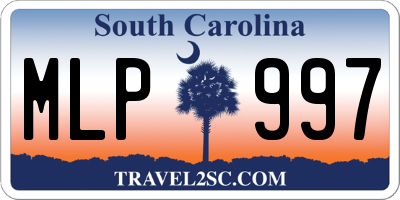 SC license plate MLP997