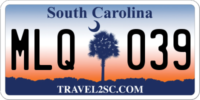 SC license plate MLQ039