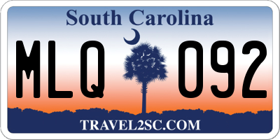 SC license plate MLQ092